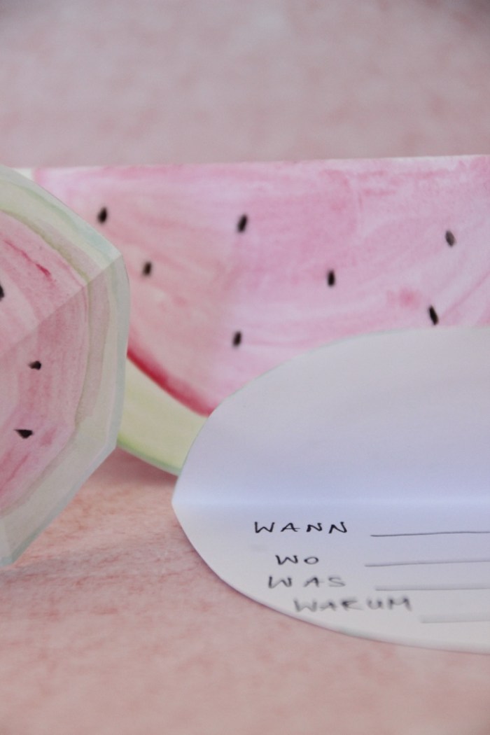 Melonenschirmchen Wasserfarben Sommerparty Einladungskarte