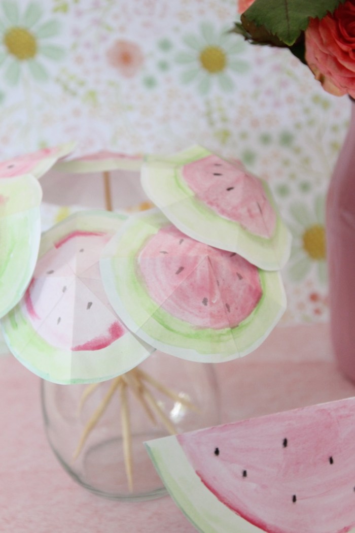 Melonenschirmchen Wasserfarben Sommerparty